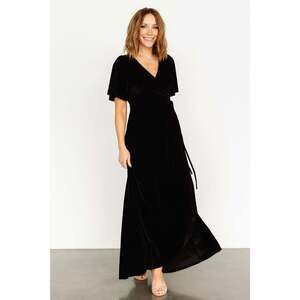 Baltic Born Katelyn Velvet Maxi Wrap Dress | Black Size LL